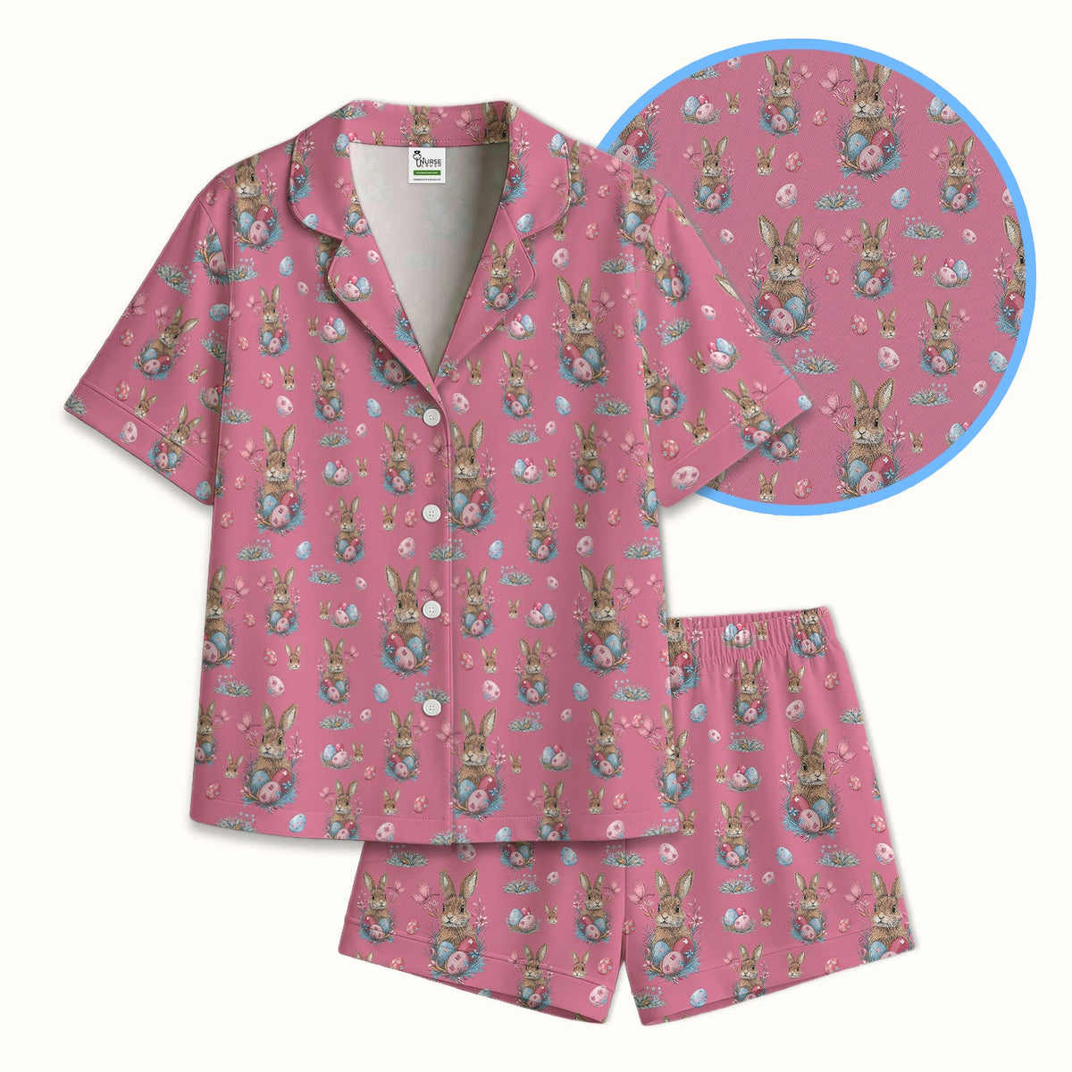 Pastel Easter Bunny Nest Nurse Pajama Set