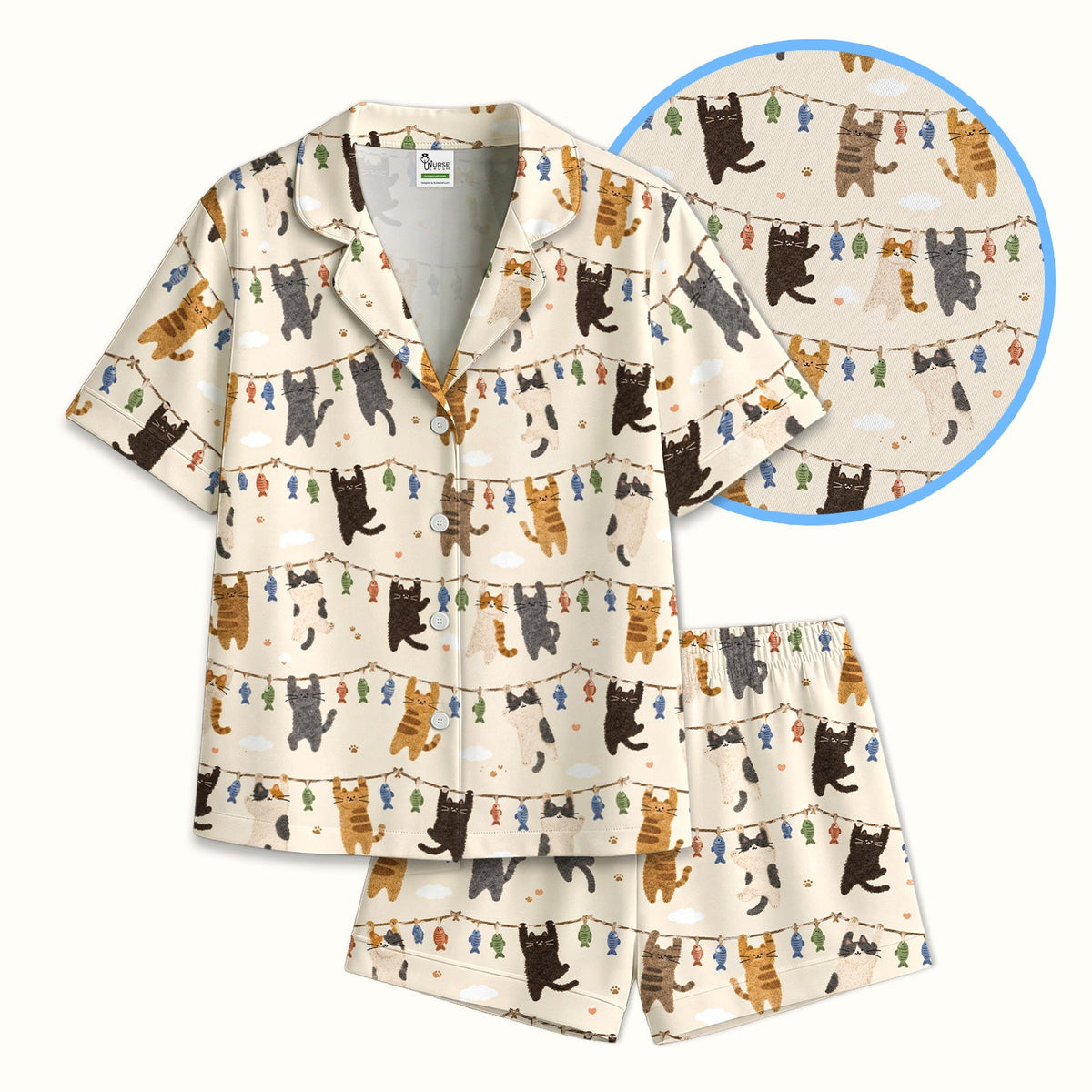 Hanging Cat Fishline Pajama Set