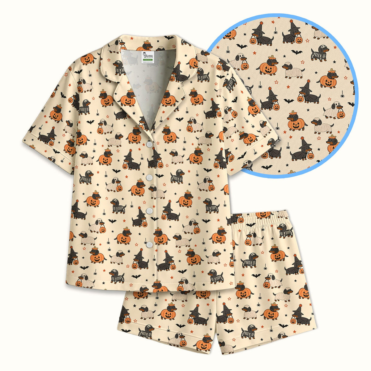 Dachshund Pattern Pajama Set - Halloween Gift For Nurse