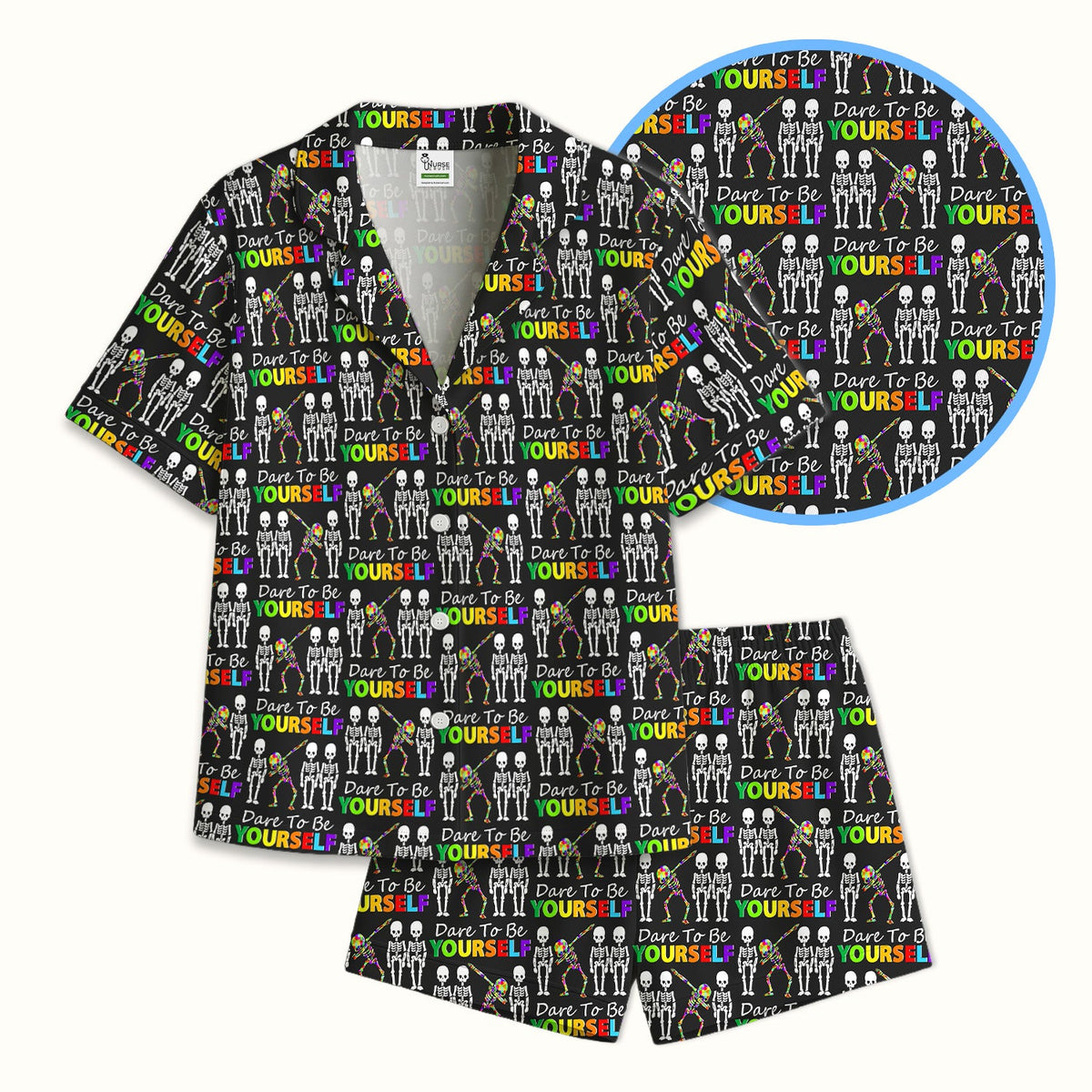 Rainbow Skeleton Dare To Be Yourself Pajama Set