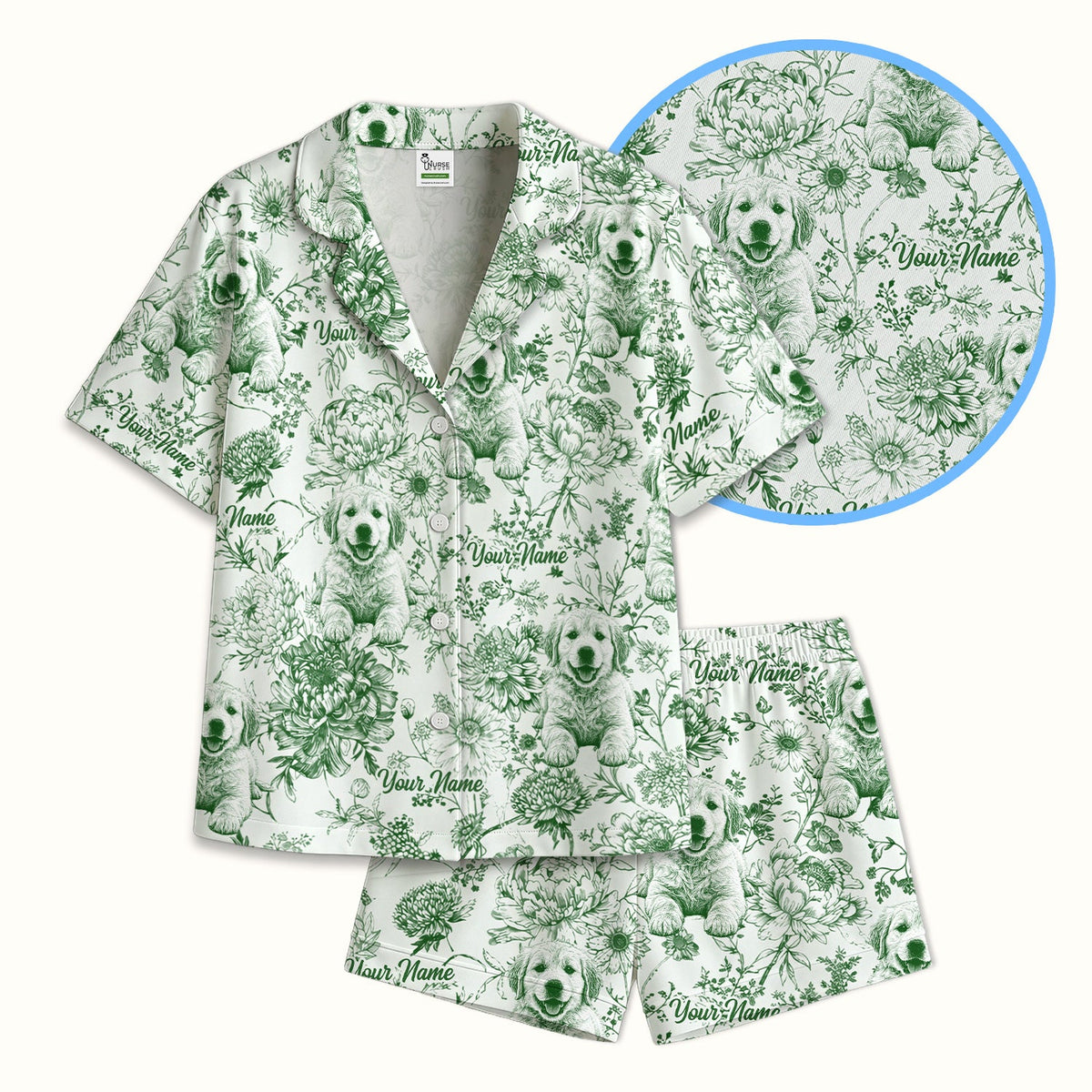 Personalized Pet Photo Floral Pajama Set