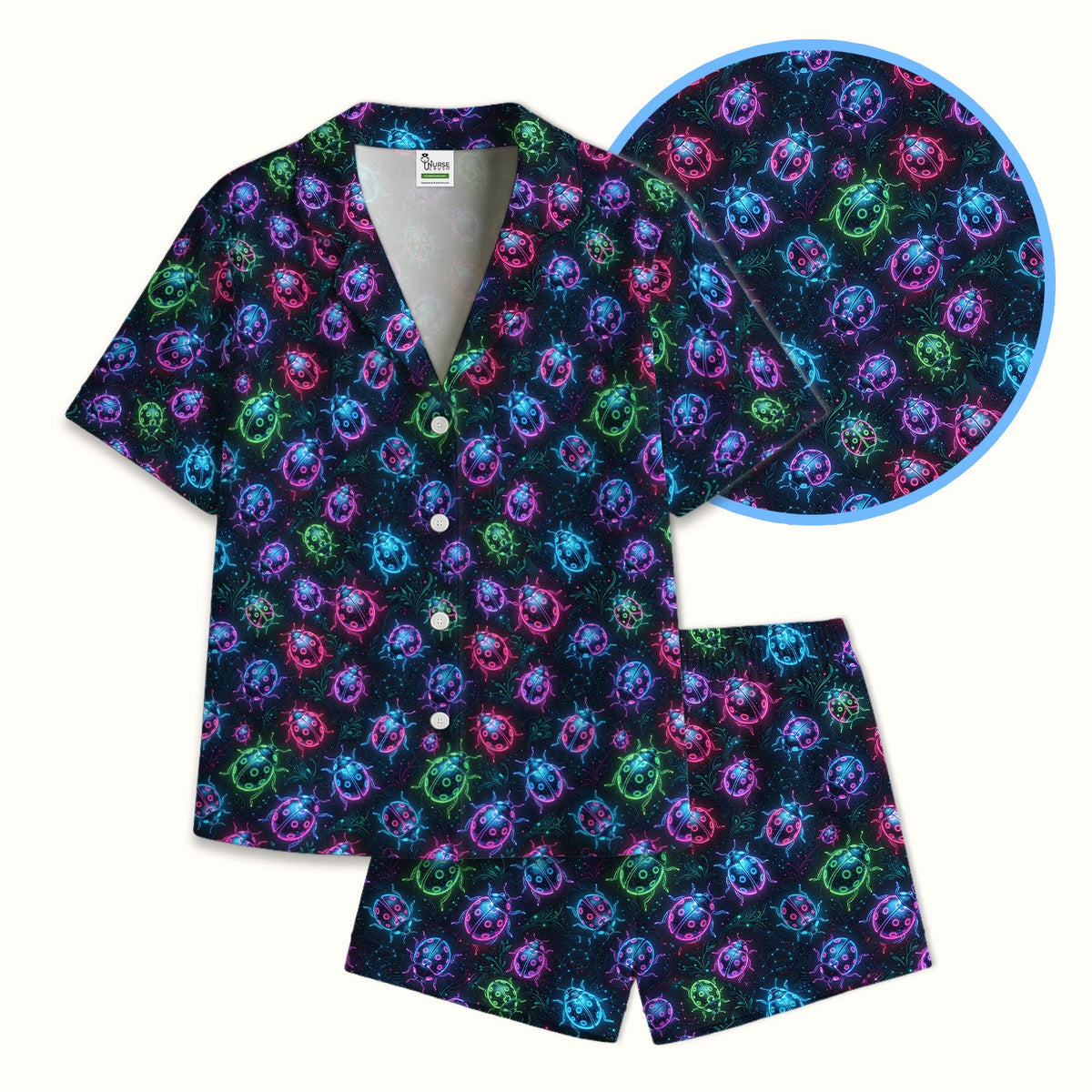 Colorful Neon Ladybug Pajama Set