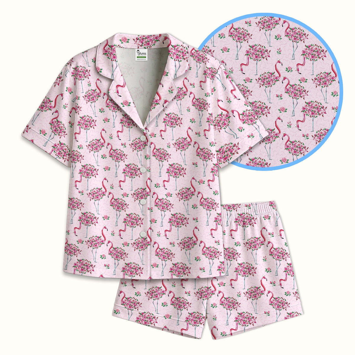 Pink Flamingo Floral Pajama Set
