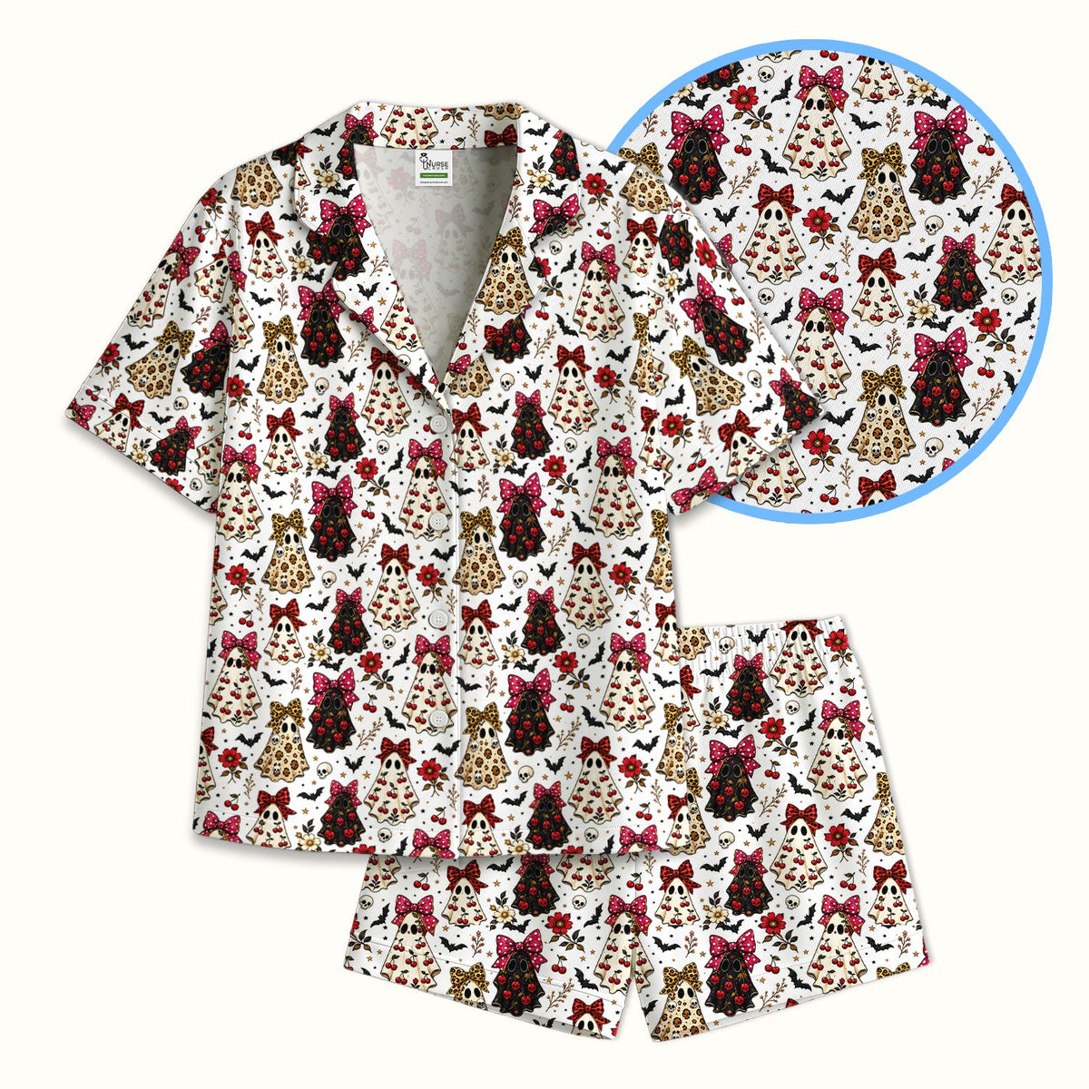 Spooky Ghost Pattern Pajama Set