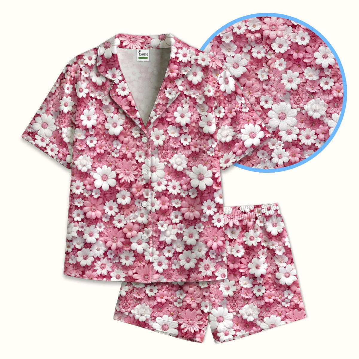 Daisy Flower Bloom Nurse Pajama Set