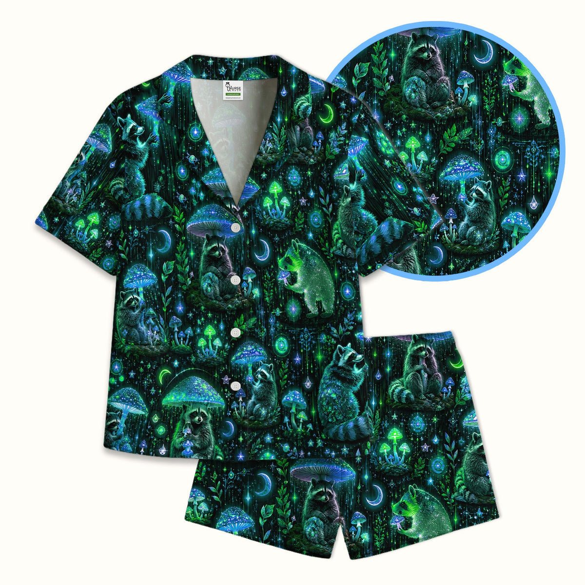 Glowing Raccoon Forest Pajama Set
