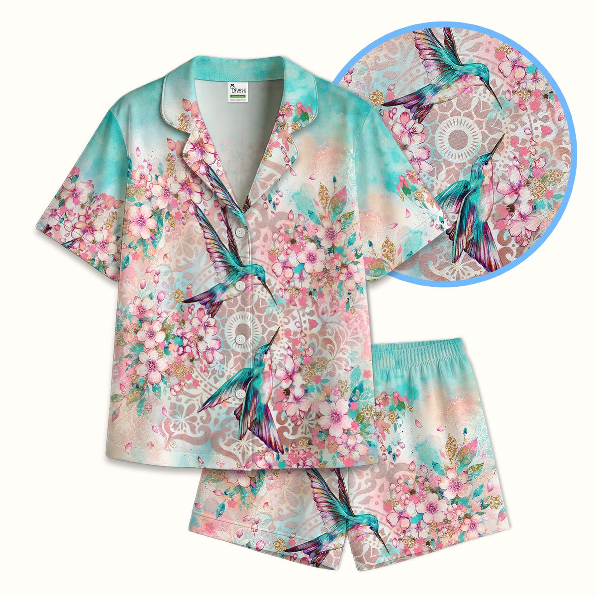 Hummingbird Cherry Blossom Nurse Pajama Set