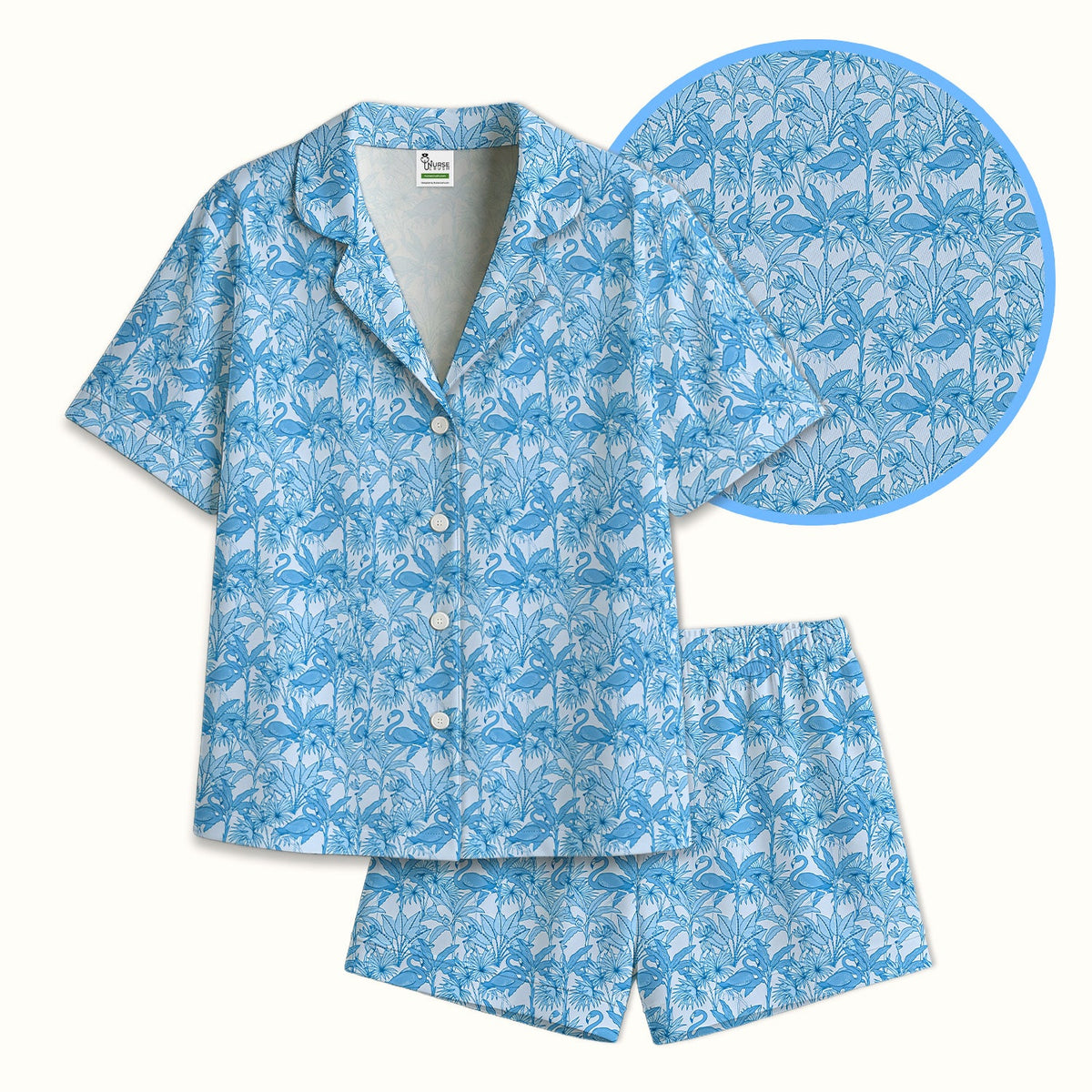 Tropical Flamingo Palm Leaves Pajama Set