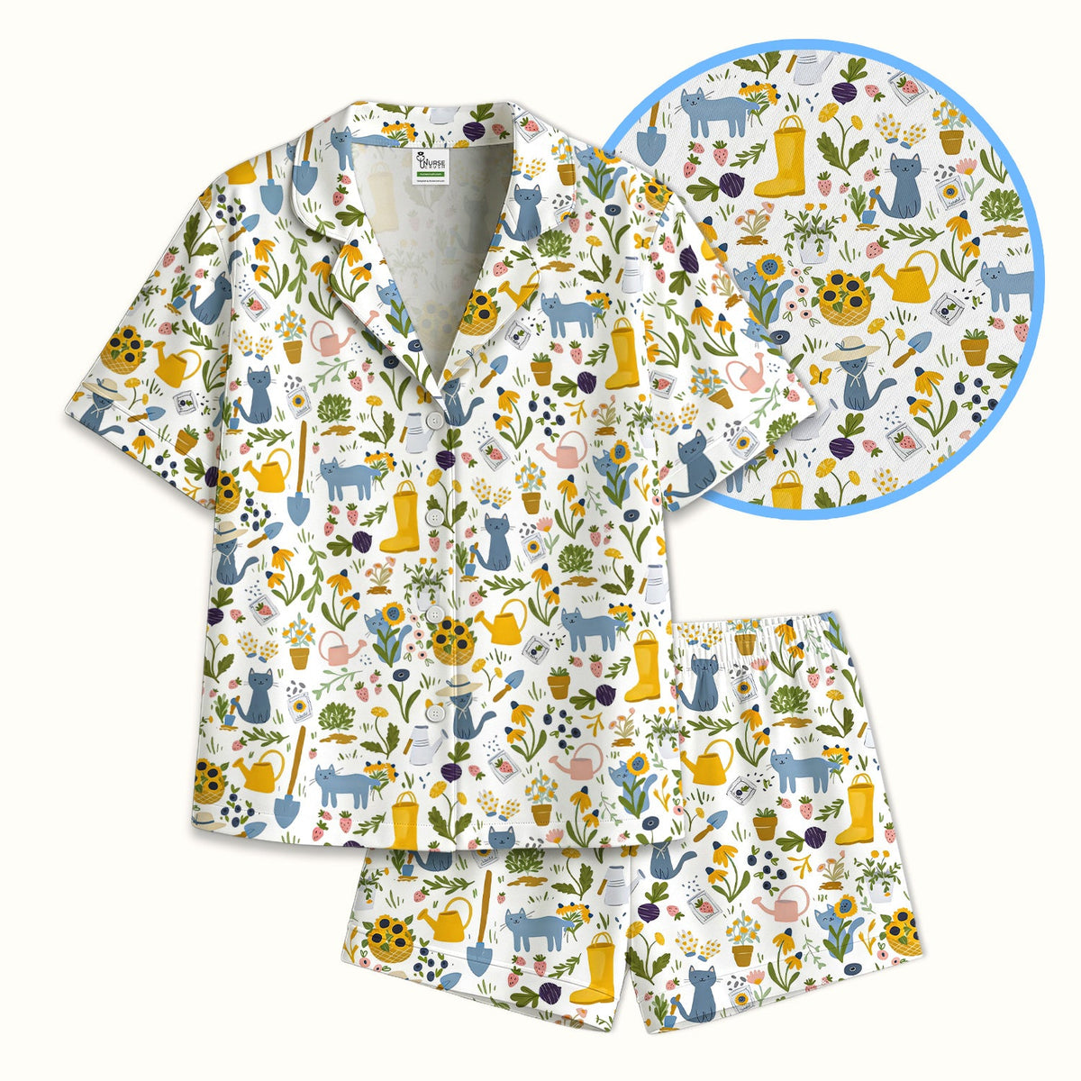 Cat Gardening Wildflower Nurse Pajama Set