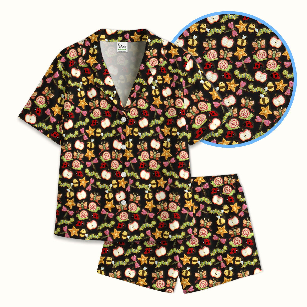 Snail Ladybug Caterpillar Apple Garden Pajama Set