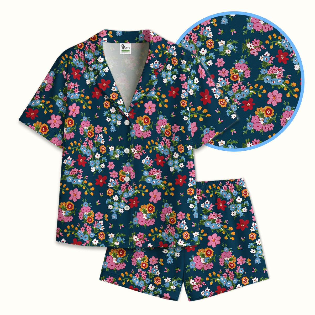 Vintage Floral Bouquet Nurse Pajama Set