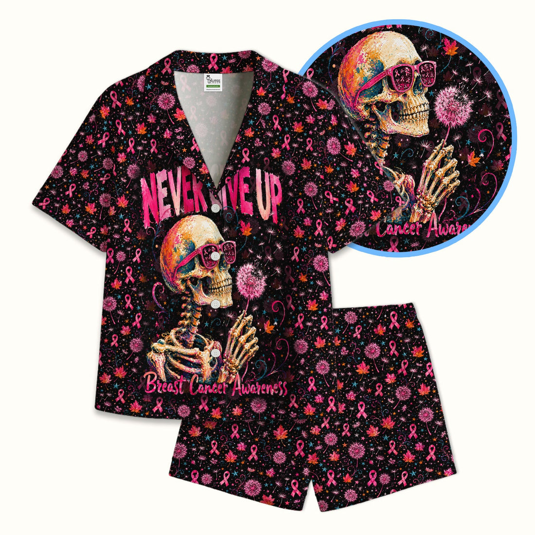 Breast Cancer Awareness Skeleton Pajama Set