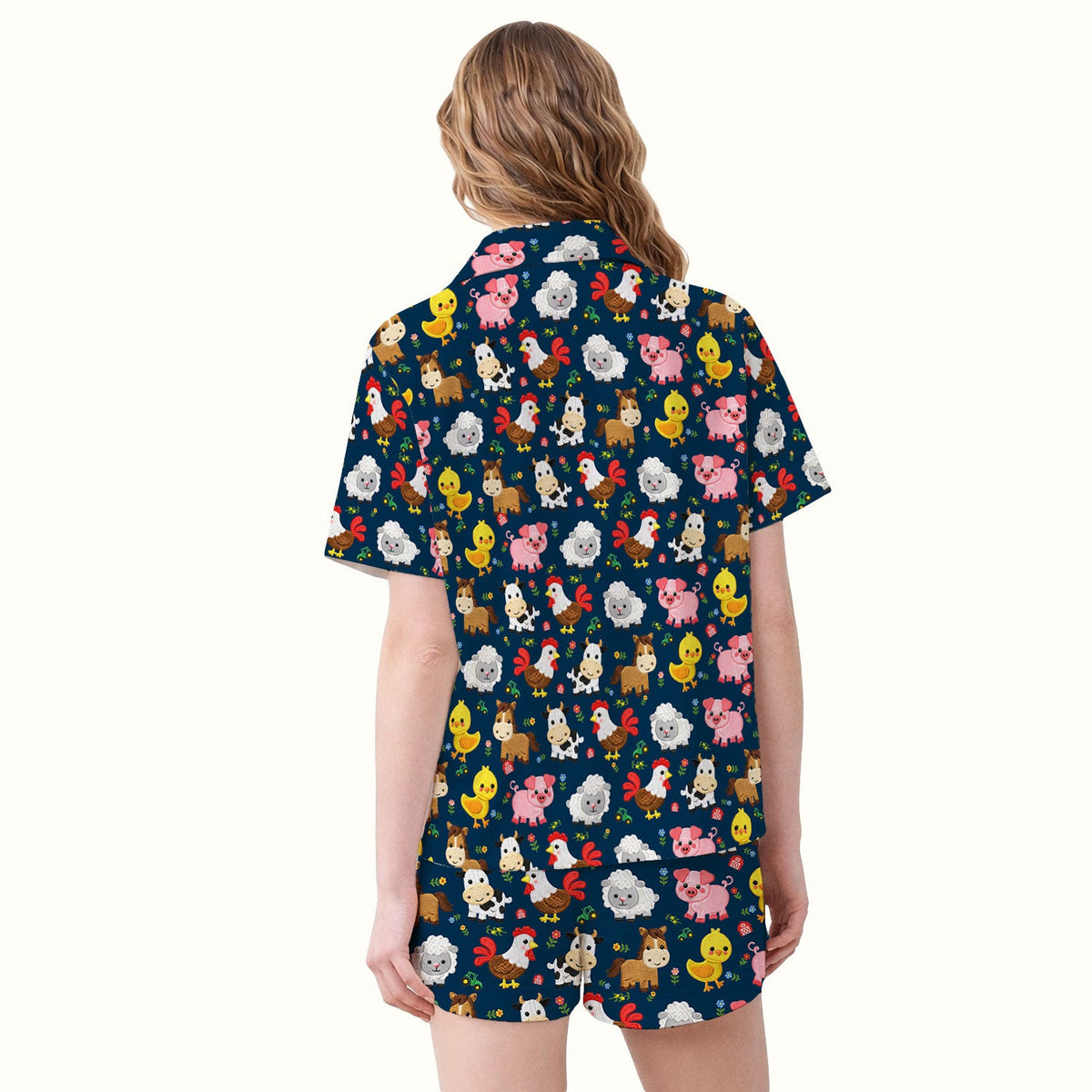 Cartoon Farm Animal Nurse Pajama Set