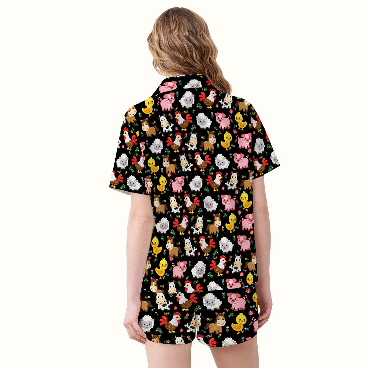 Cartoon Farm Animal Nurse Pajama Set