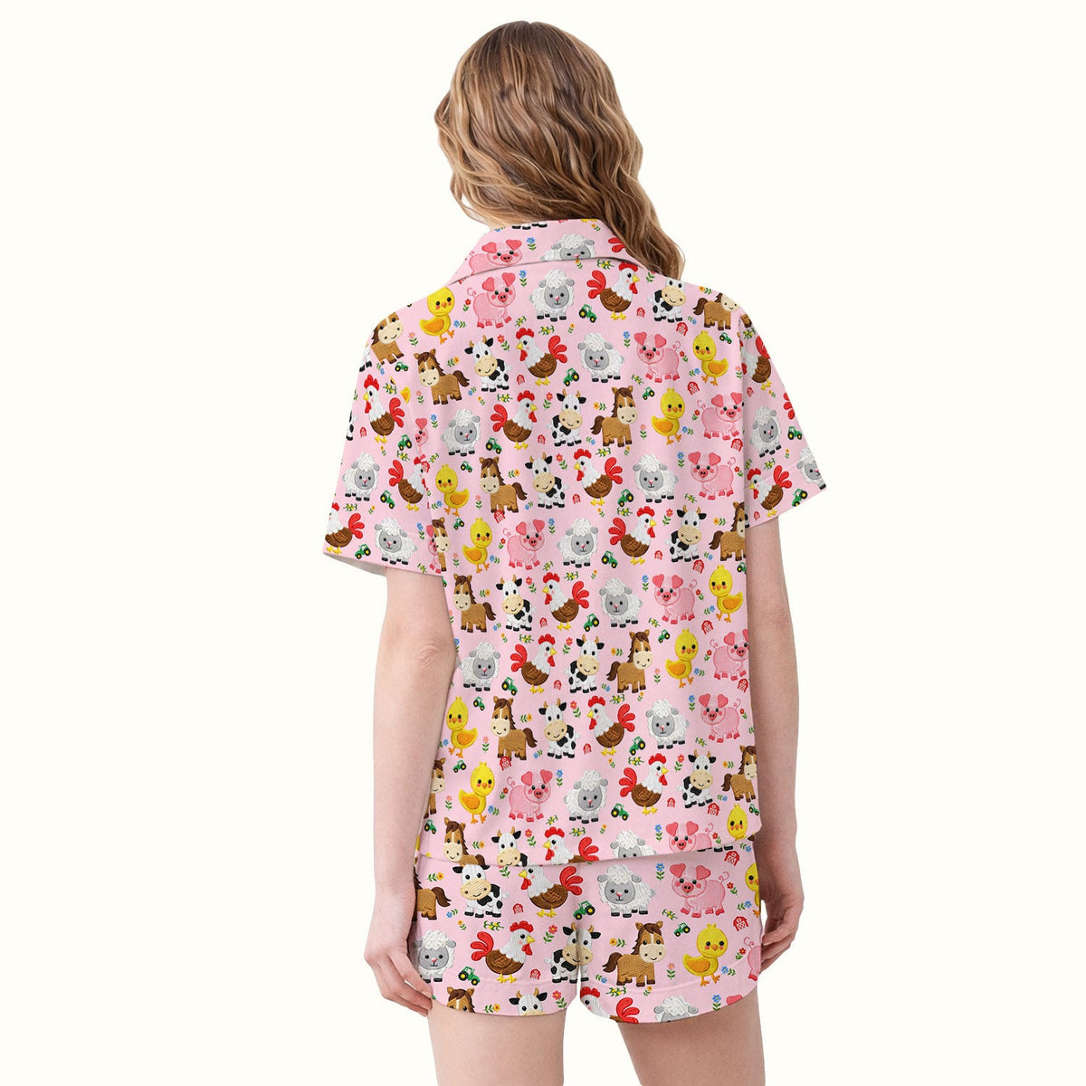 Cartoon Farm Animal Nurse Pajama Set