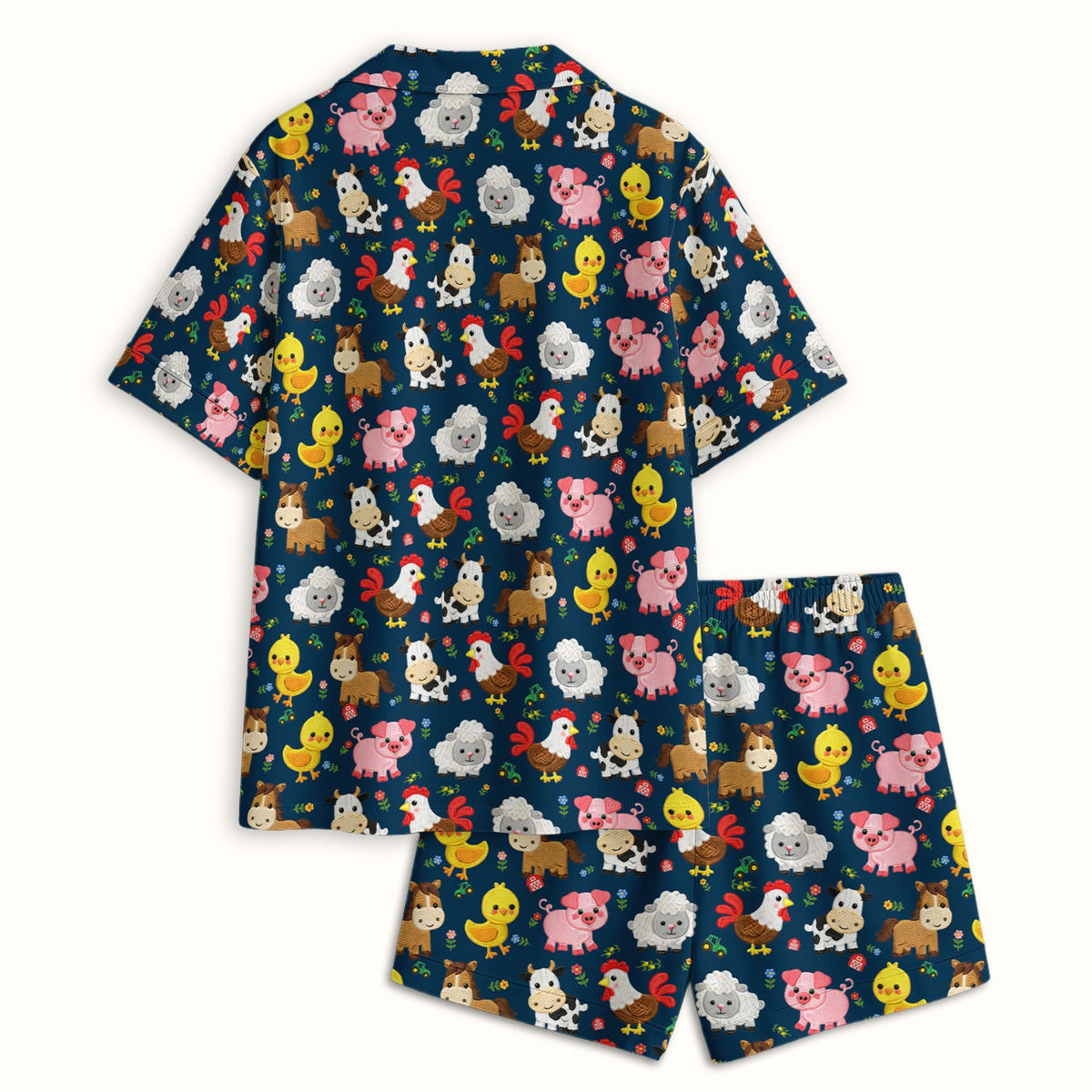 Cartoon Farm Animal Nurse Pajama Set