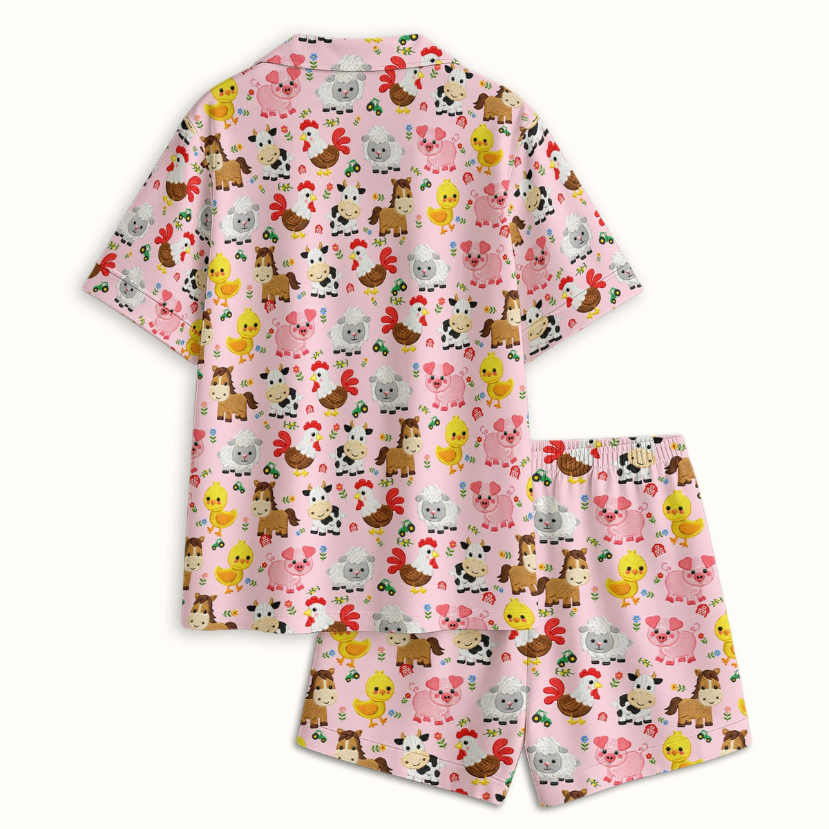 Cartoon Farm Animal Nurse Pajama Set