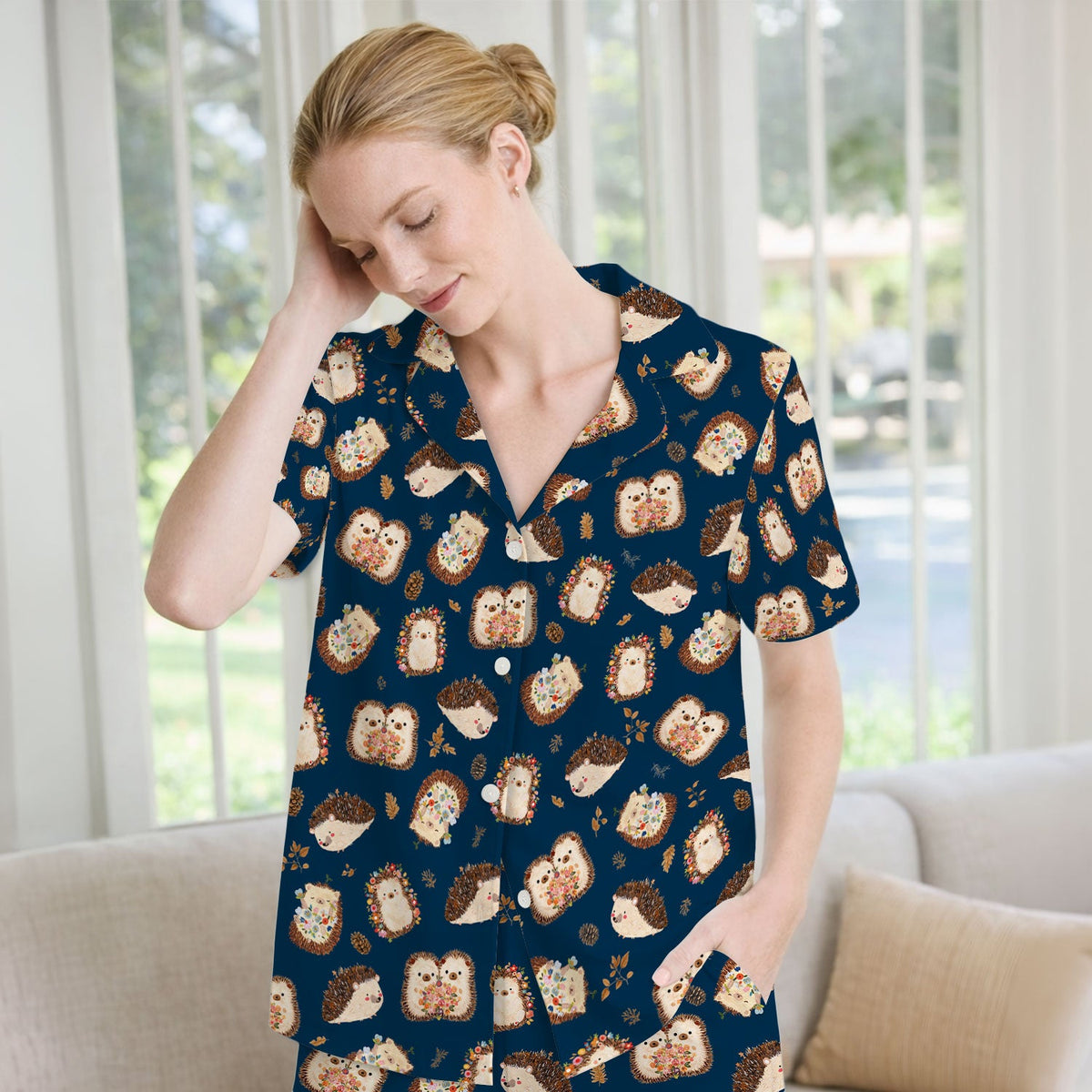 Hedgehog Floral Pajama Set