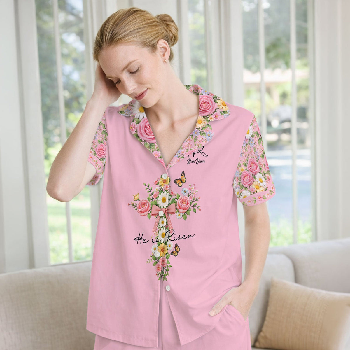 Personalized Easter Nurse He Is Risen Pajama Set