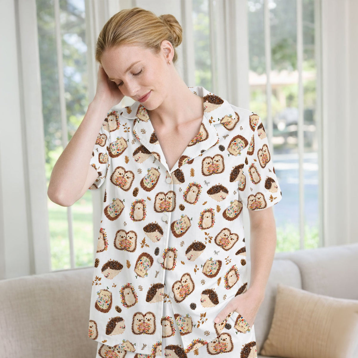 Hedgehog Floral Pajama Set
