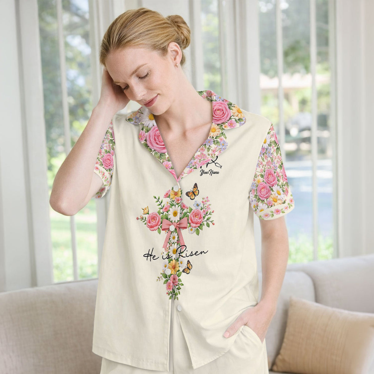 Personalized Easter Nurse He Is Risen Pajama Set