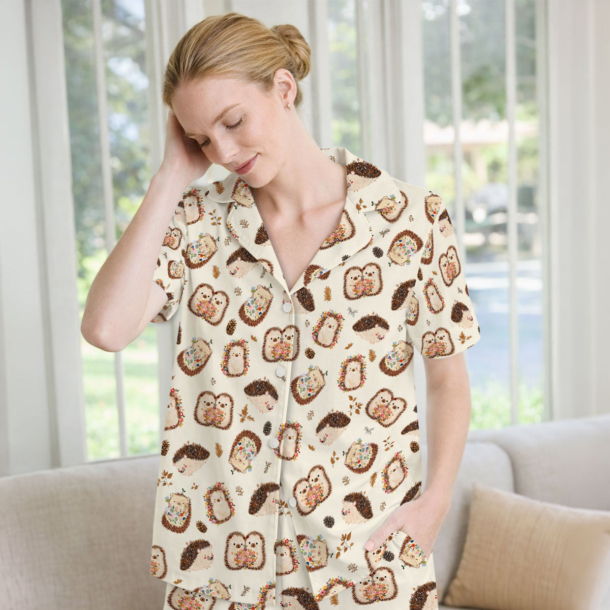 Hedgehog Floral Pajama Set