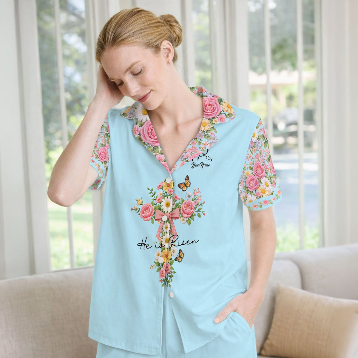 Personalized Easter Nurse He Is Risen Pajama Set