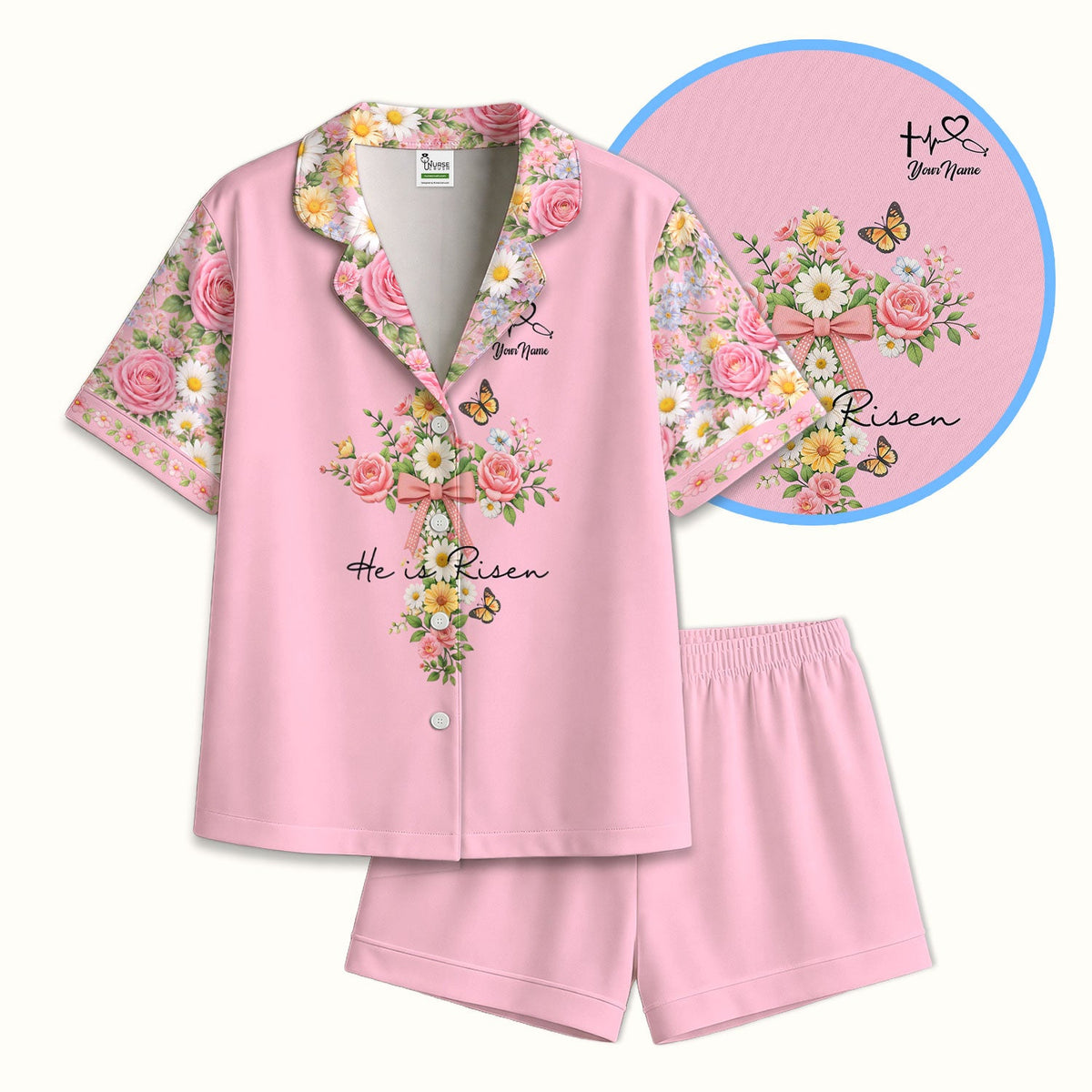 Personalized Easter Nurse He Is Risen Pajama Set