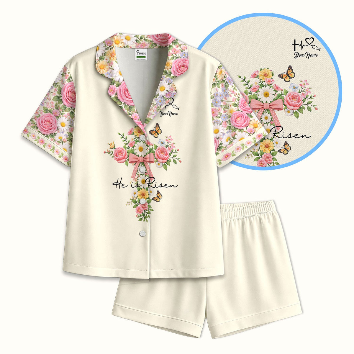 Personalized Easter Nurse He Is Risen Pajama Set