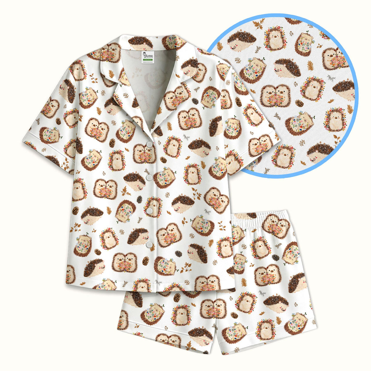 Hedgehog Floral Pajama Set