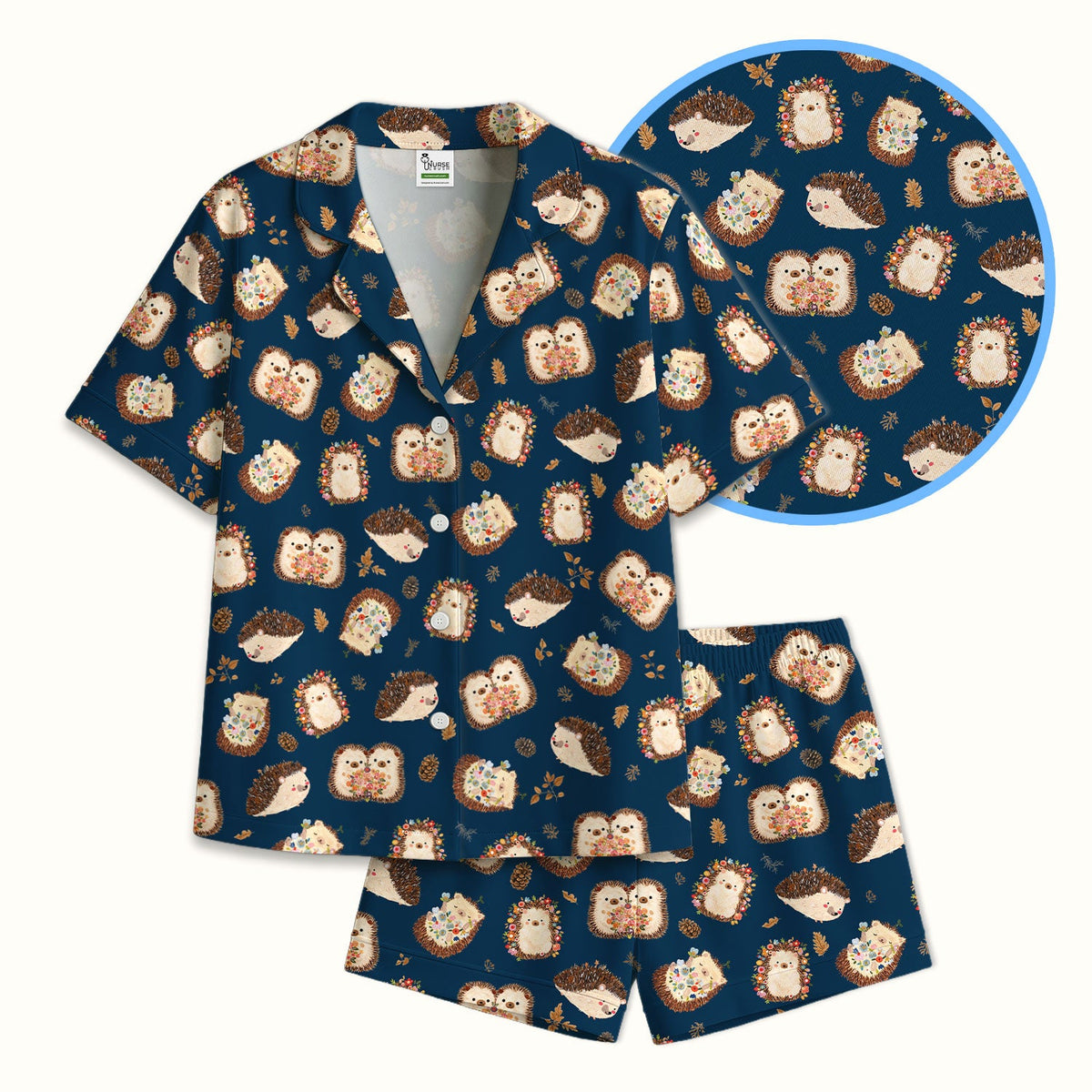Hedgehog Floral Pajama Set