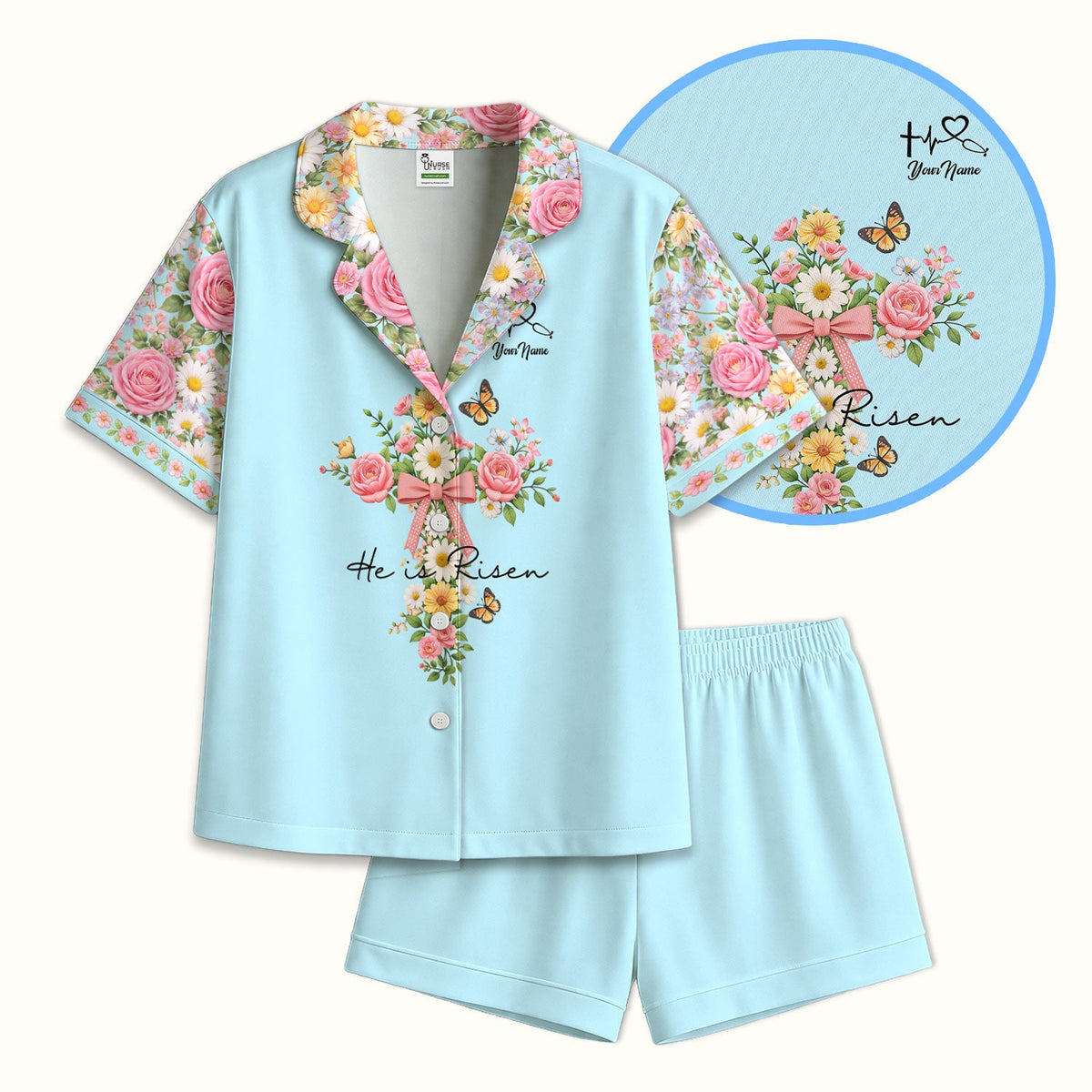 Personalized Easter Nurse He Is Risen Pajama Set