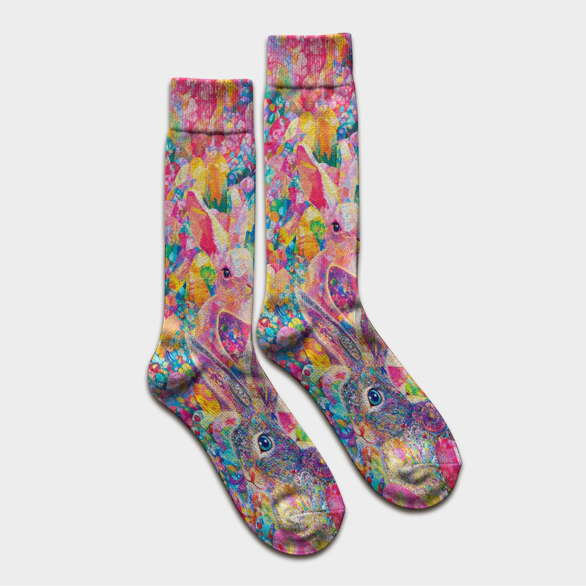 Colorful Artistic Bunny Nurse Socks