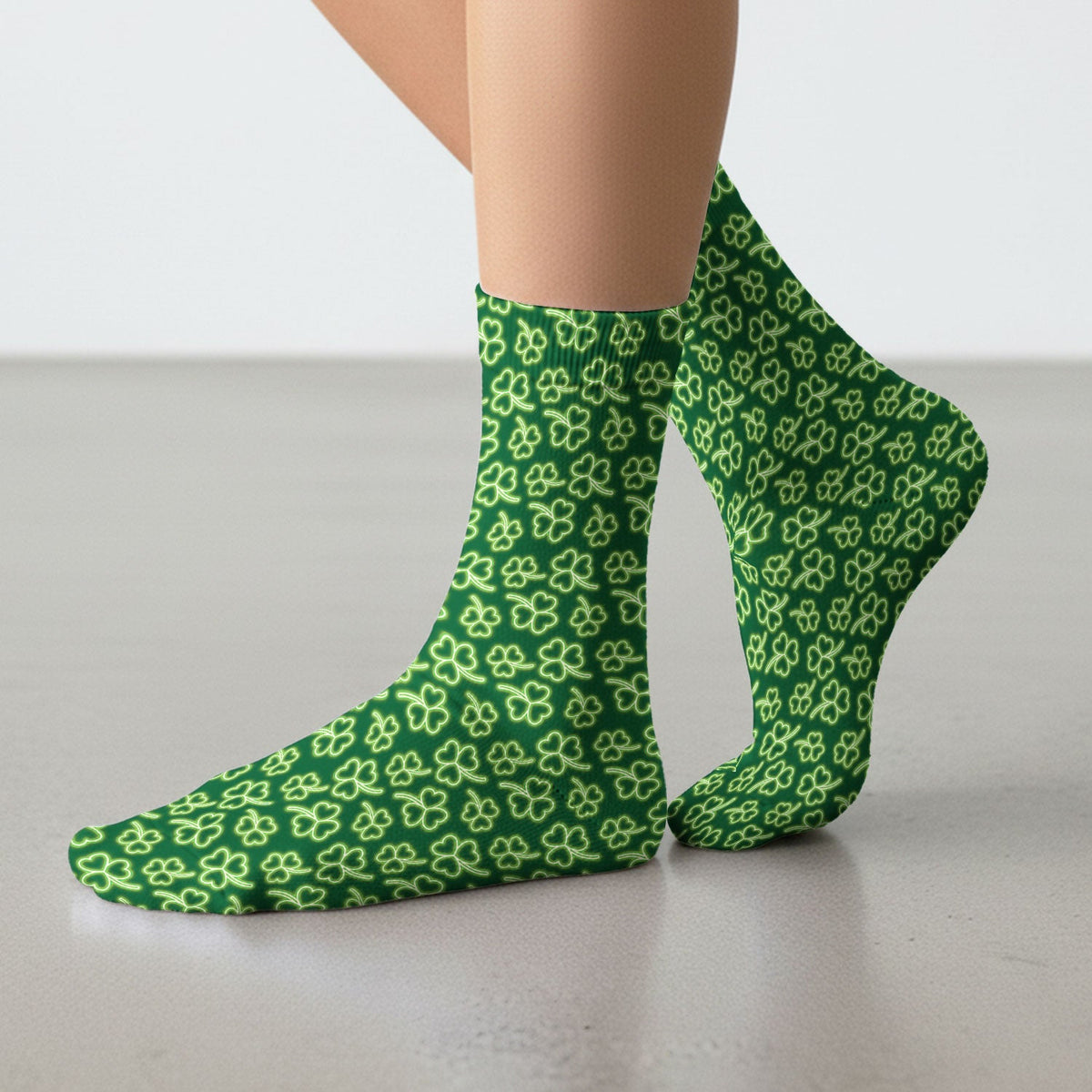 Neon Shamrock Glow Green Nurse Socks - St Patricks Day Gift