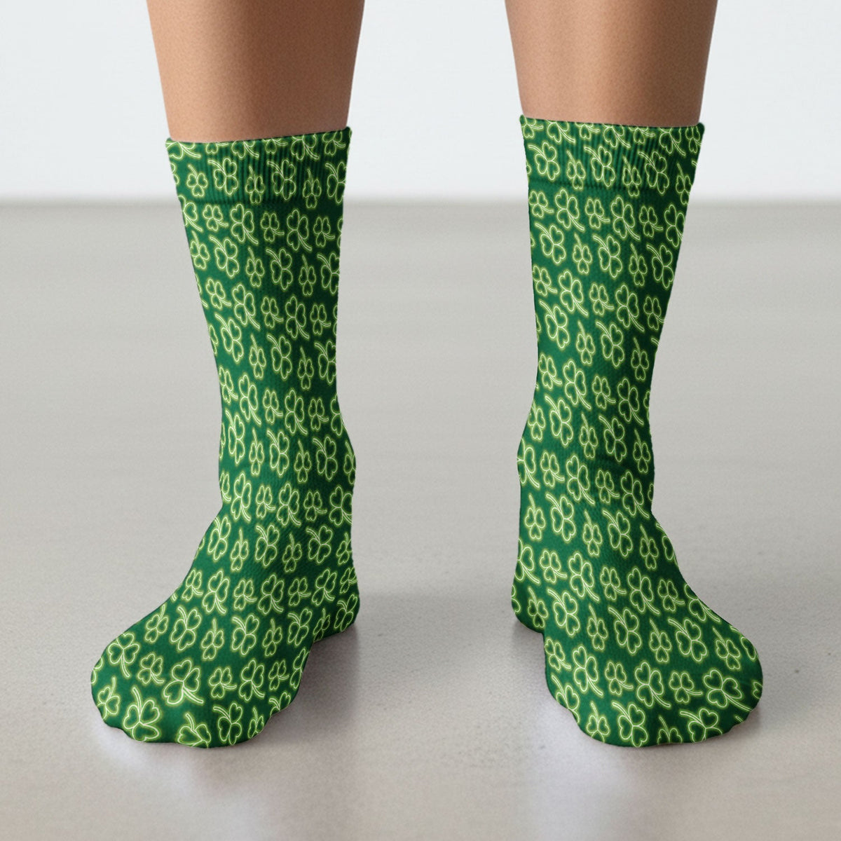 Neon Shamrock Glow Green Nurse Socks - St Patricks Day Gift