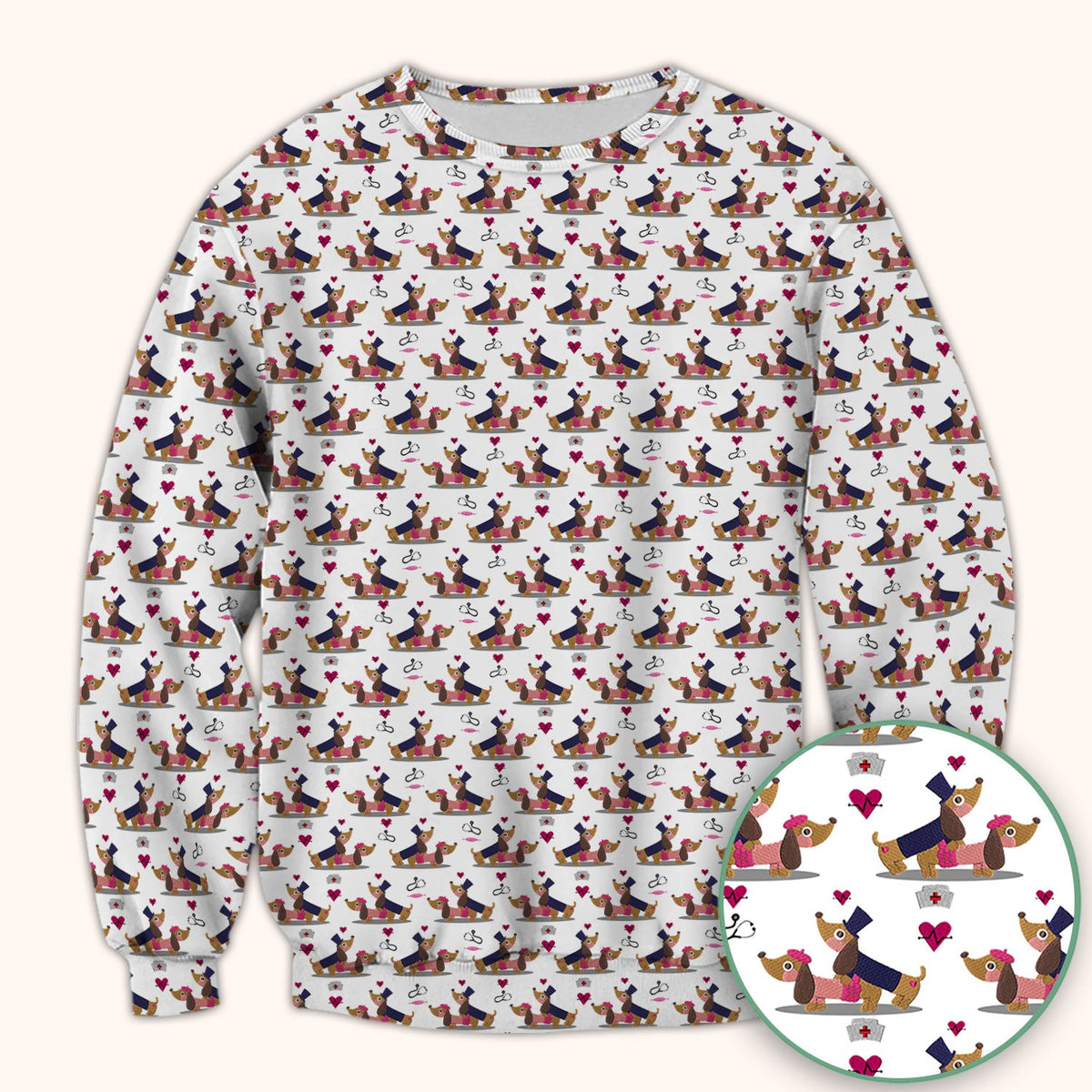 Dachshund Nurse Scrub Top - Valentines Day Gift