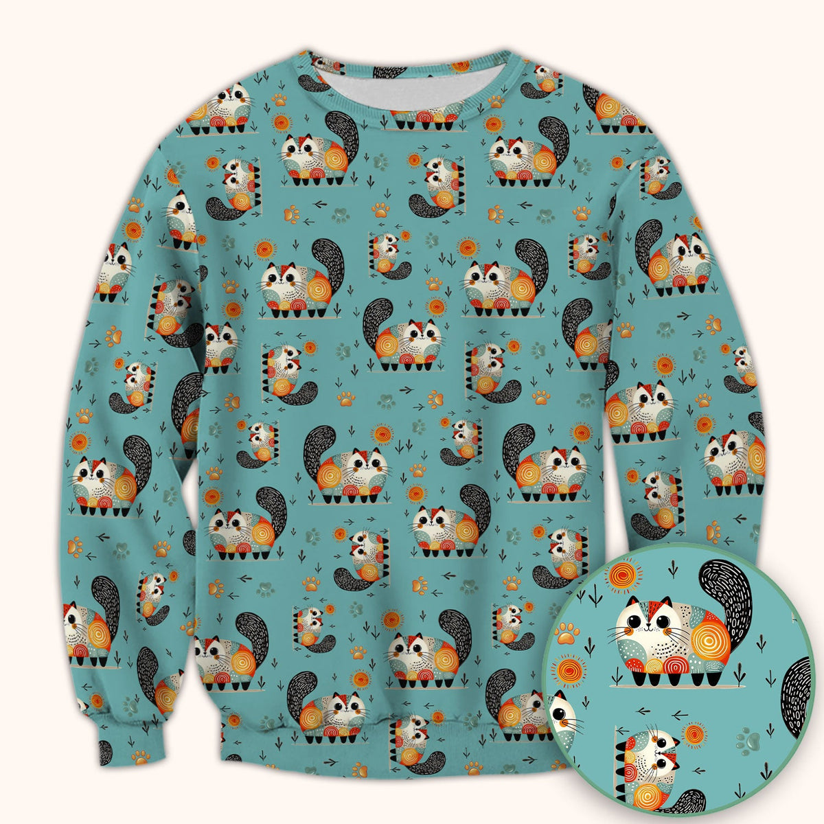 Cat Illustration Nurse Scrub Top