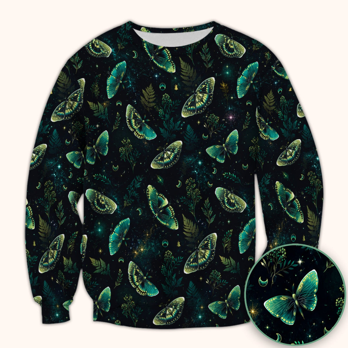 Mystical Moonlight Butterfly Garden Nurse Scrub Top