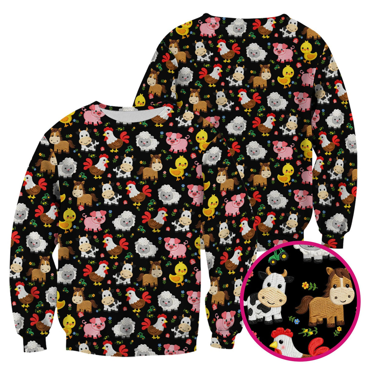 Cartoon Farm Animal Nurse Scrub Top