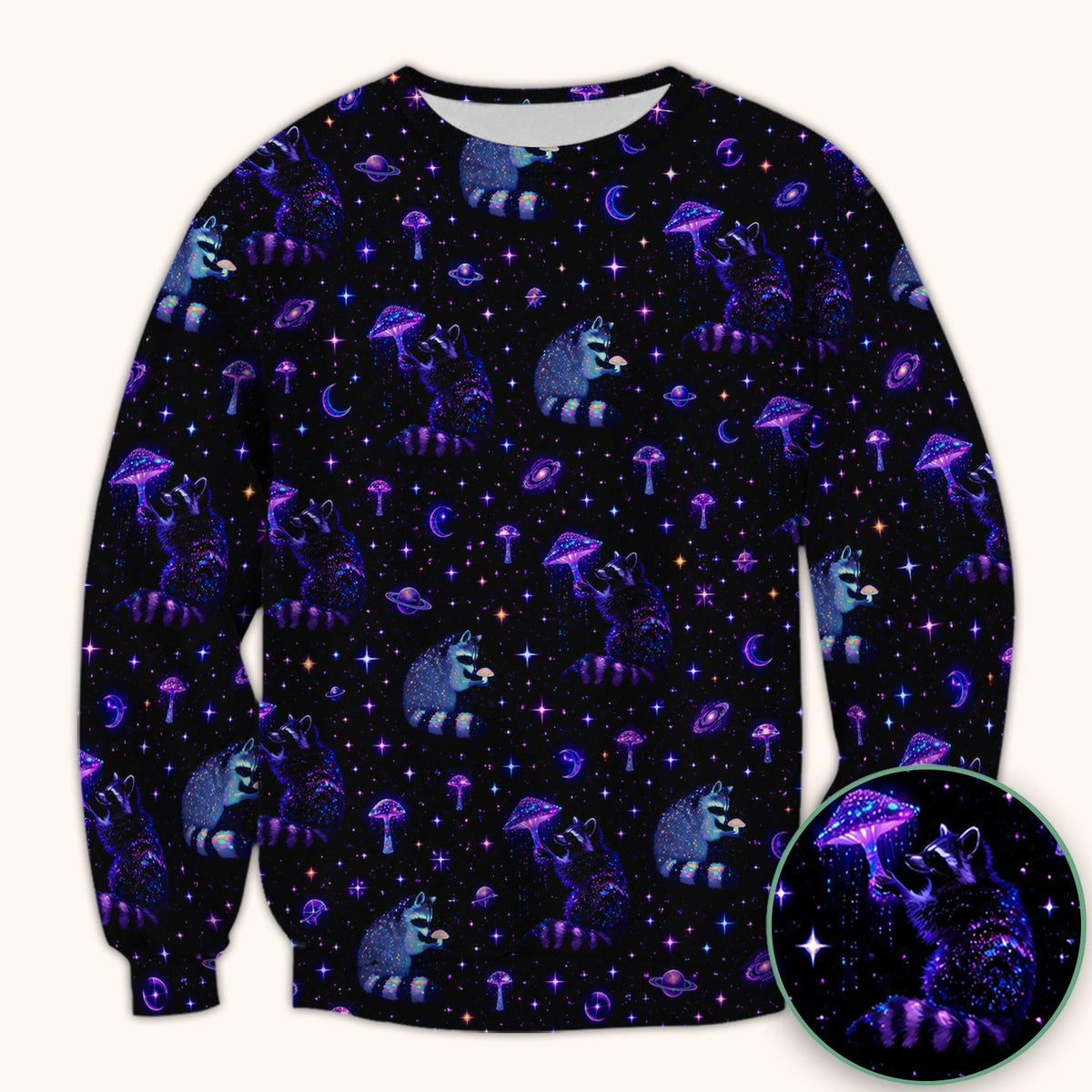 Raccoon Mushroom Galaxy Nurse Scrub Top