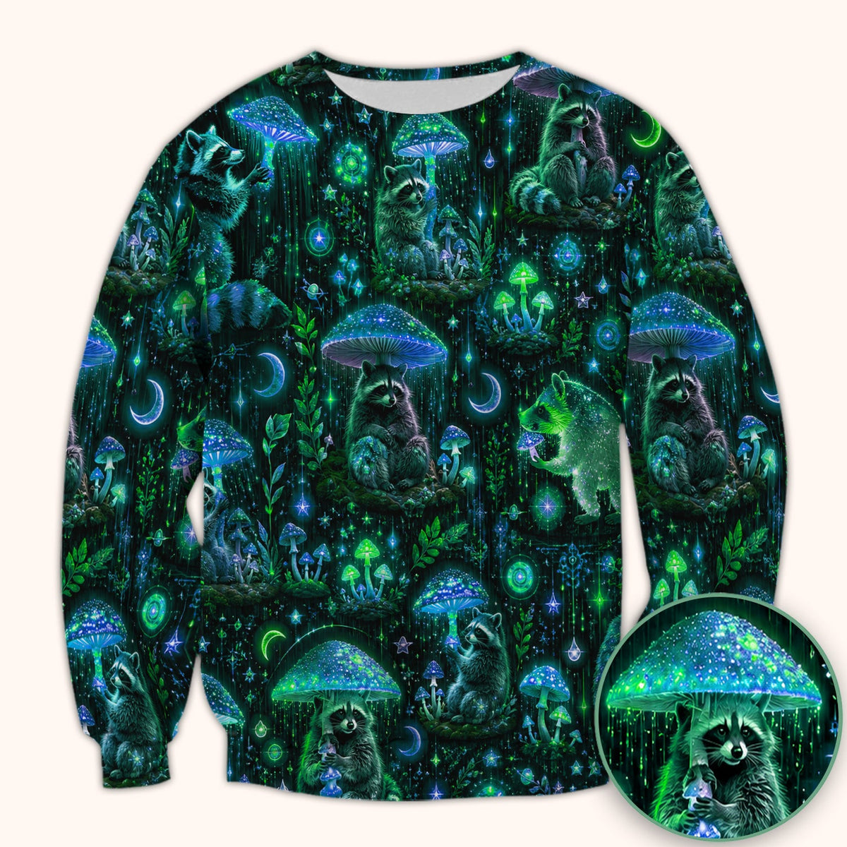 Glowing Raccoon Forest Nurse Scrub Top