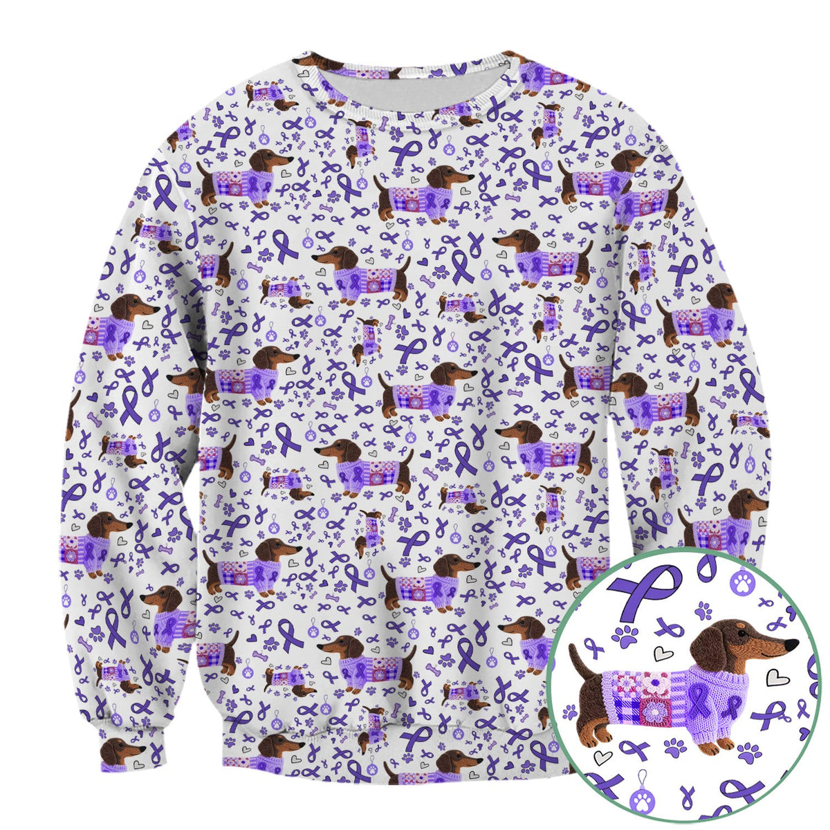 Purple Ribbon Dachshund Nurse Scrub Top