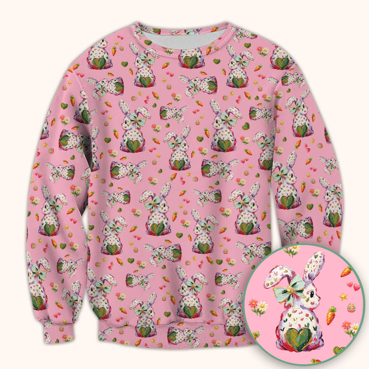 Pastel Bunny Easter Nurse Scrub Top