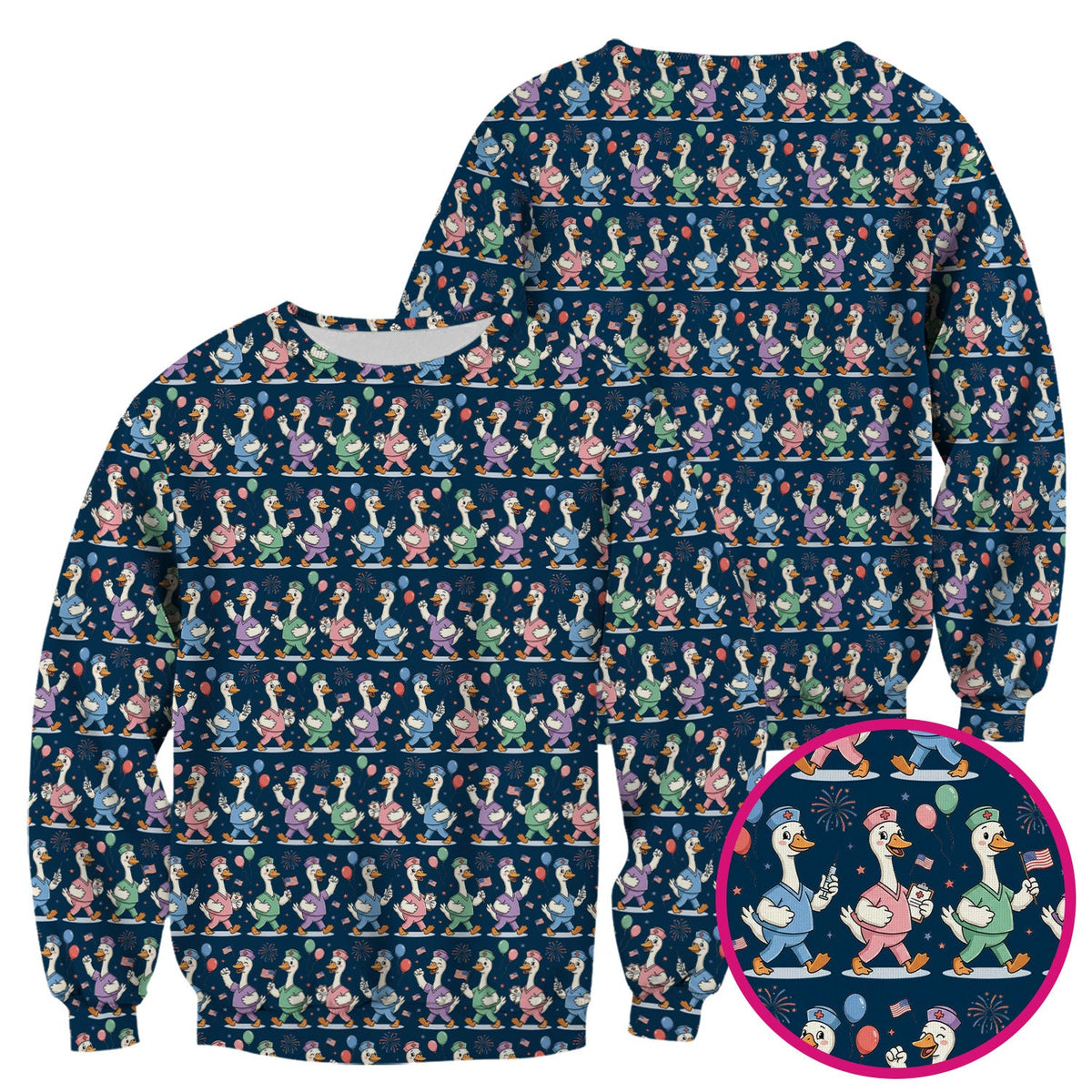 Ducks Balloons Nurse Scrub Top