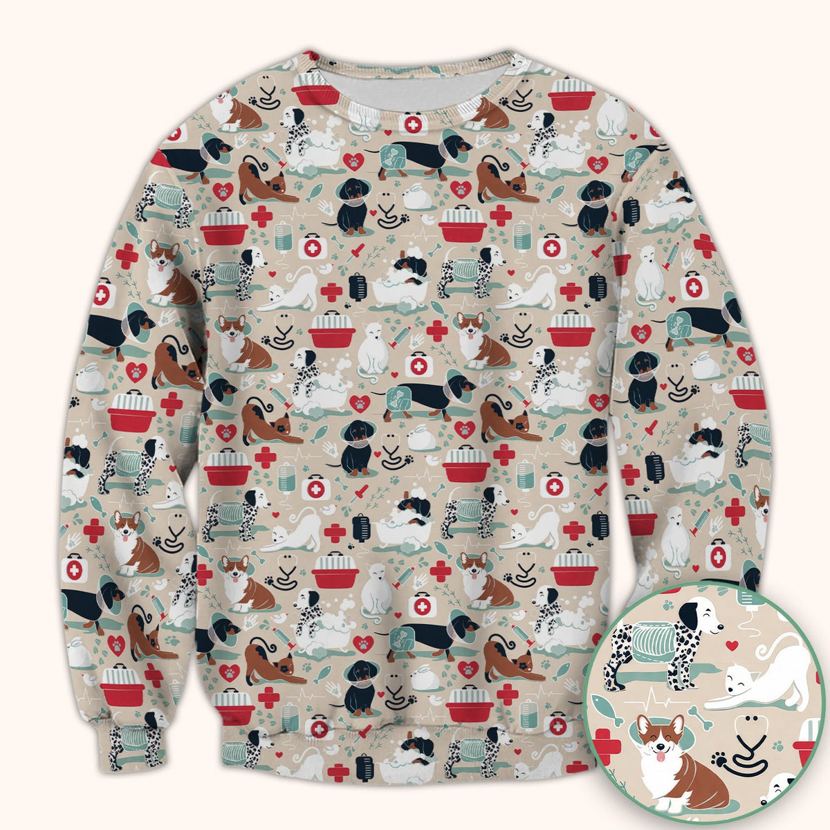 Dogs Veterinary Tools Nurse Scrub Top