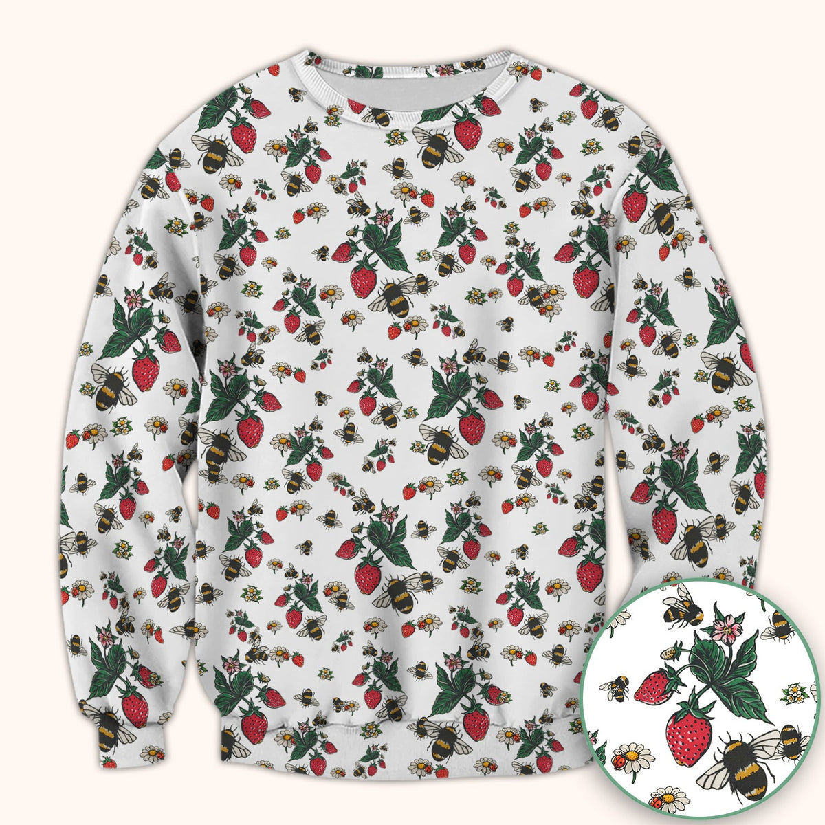 Strawberry Bee Daisy Nurse Scrub Top