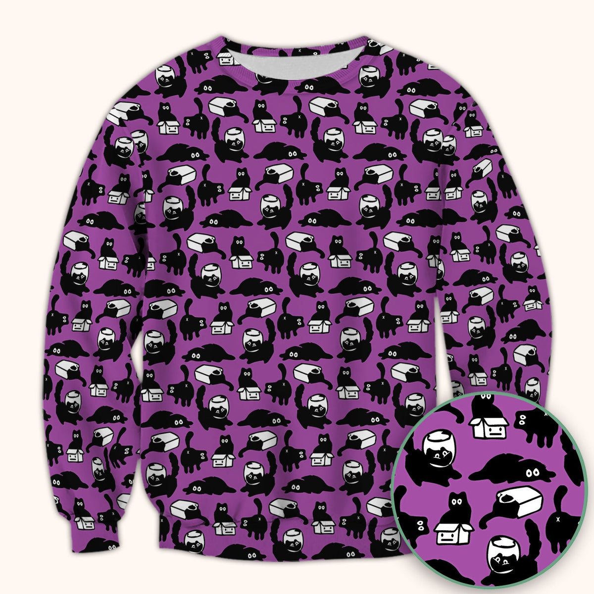 Dark Playful Cat Nurse Scrub Top