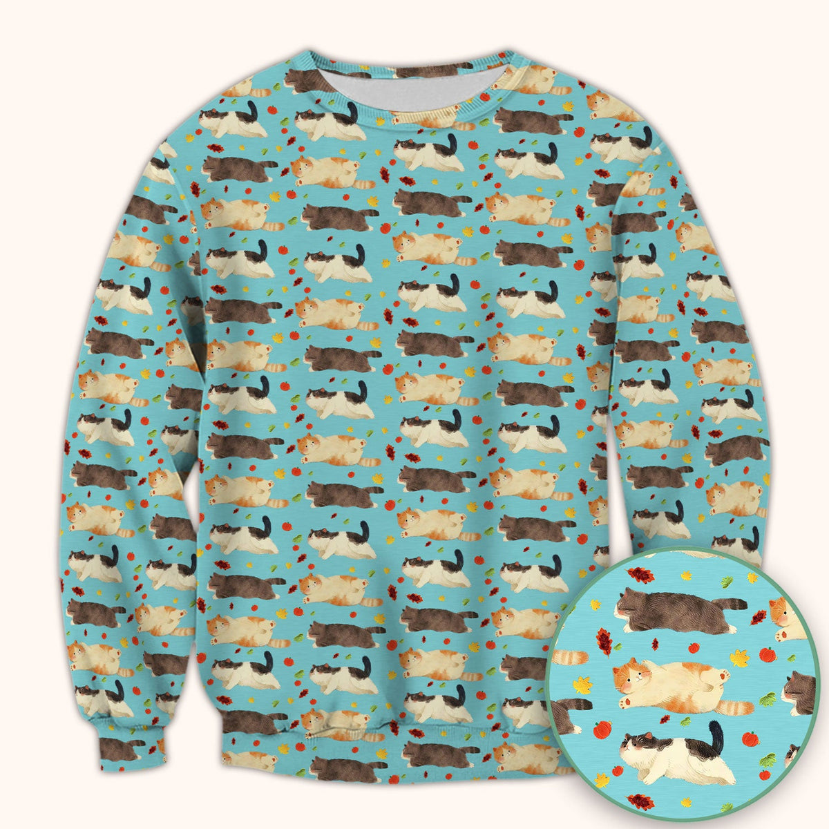 Chubby Cat Autumn Leaves Nurse Scrub Top