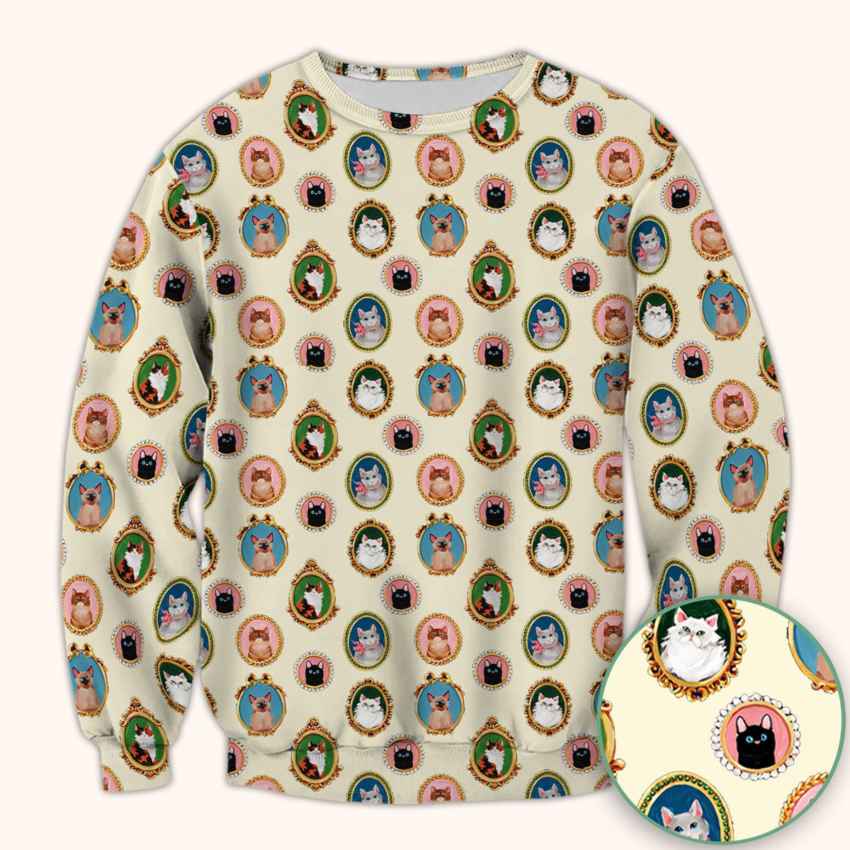 Vintage Cat Portrait Nurse Scrub Top