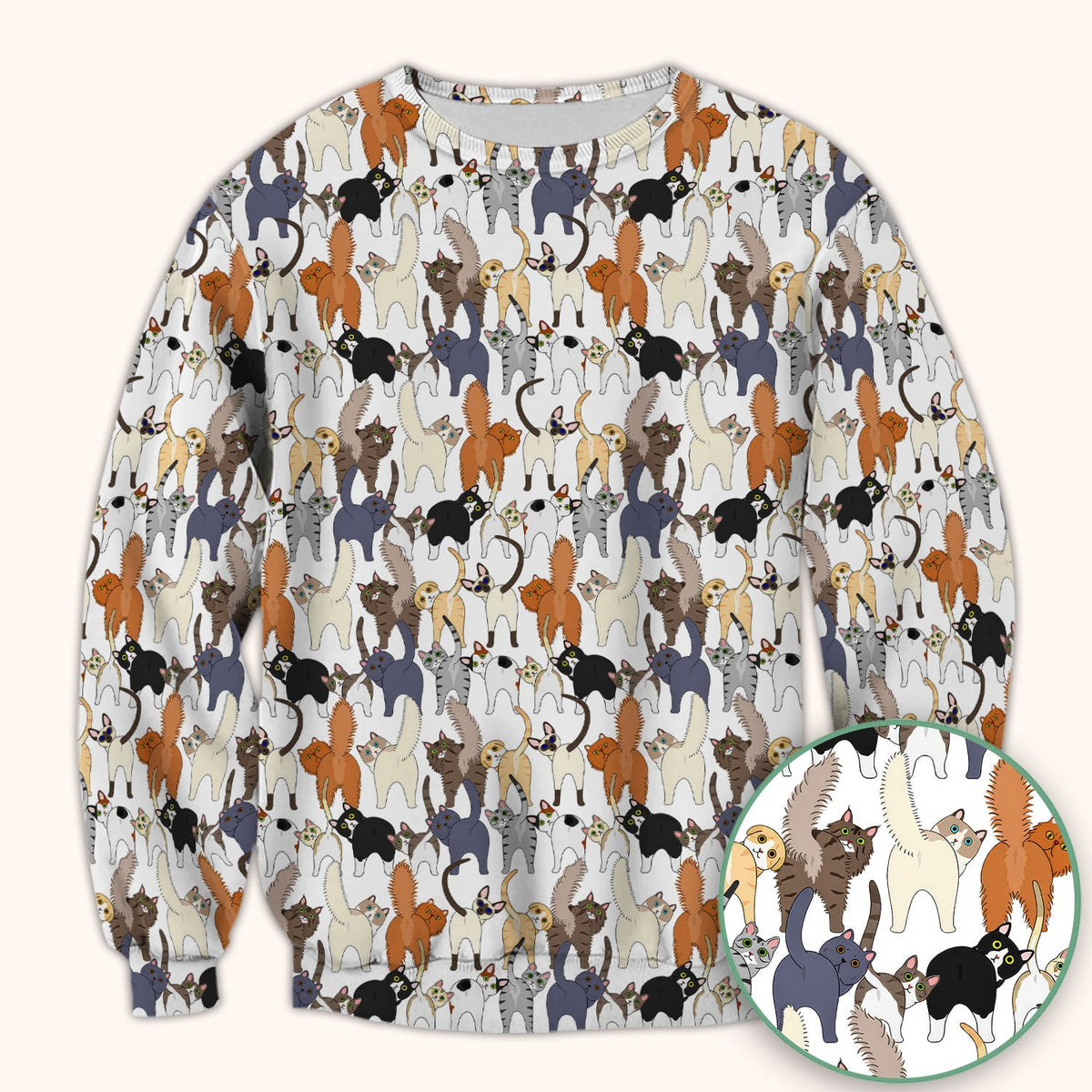 Whimsical Multicolor Cat Cartoon Nurse Scrub Top